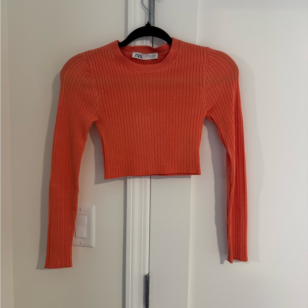 Zara Women's Vibrant Orange Crop Top